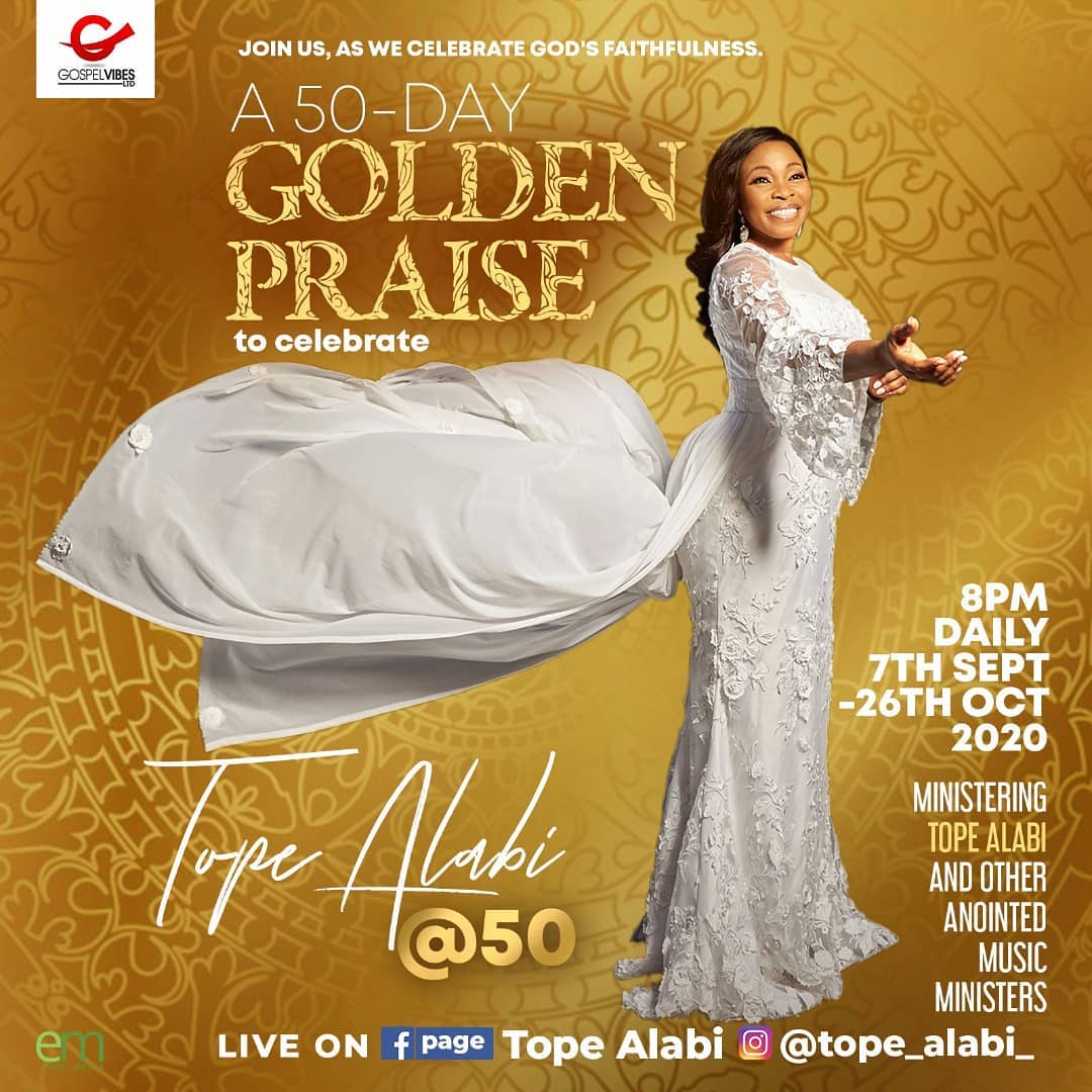 Tope Alabi Sets Up Golden Praise Ahead Of Her 50th Birthday