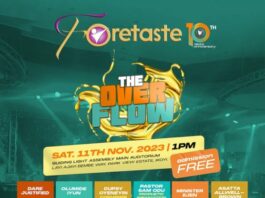 Anointed gospel music minister, Dupsy Oyeneyin is set to host the 10th year anniversary of Foretaste Concert-themed “The Overflow” on Saturday 11th of November, 2023 at the Guiding Light Assembly. The worship and prophetic impartation meeting which will host participants in-person and online will experience amazing worship ministrations by Dare Justified, Asatta Allwell-Brown, Olumide Iyun, Minister Ejen, Dupsy Oyeneyin, and Pastor Sam Odu will be present for a time of prophetic impartation. The meeting is going to be filled with an outburst of the manifestation of the power of the Holy Spirit. There will be miracles, signs, and wonders in hearts, minds, and souls. “Why do we know this? God of all possibilities told us so. Yes! He did and we know He is faithful to keep His promises.” – Dupsy says. The Convener of Foretaste Concert, Dupsy Oyeneyin received the vision in 2014, which is to create a conducive atmosphere of worship that encourages attendees to have an experience of intimacy with their Father and Creator. In this atmosphere, a foretaste of what will ultimately be our reality in heaven is created and God’s people will receive Divine Vision, Purpose, Order, and Alignment to help them fulfill their mission in life.